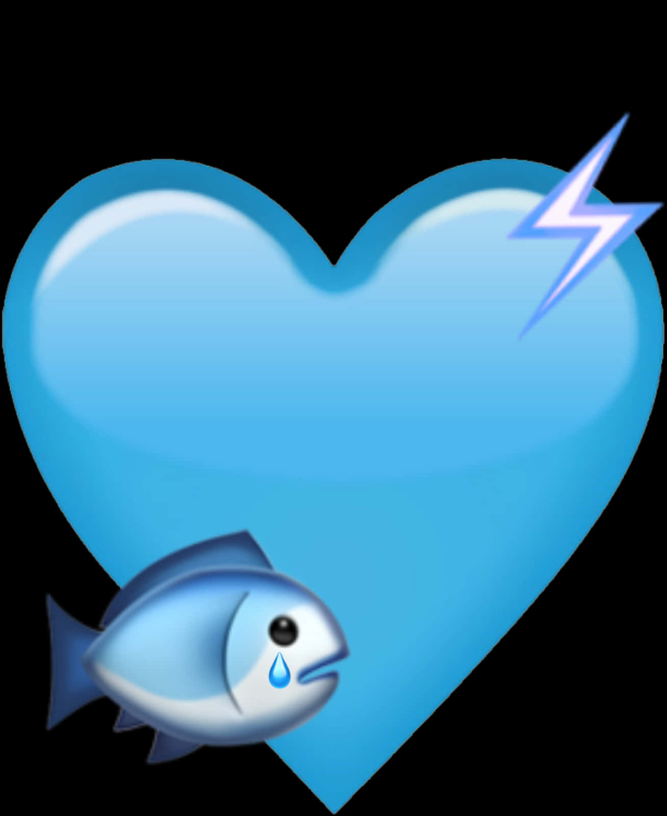 Blue Heartwith Fishand Lightning Bolt PNG