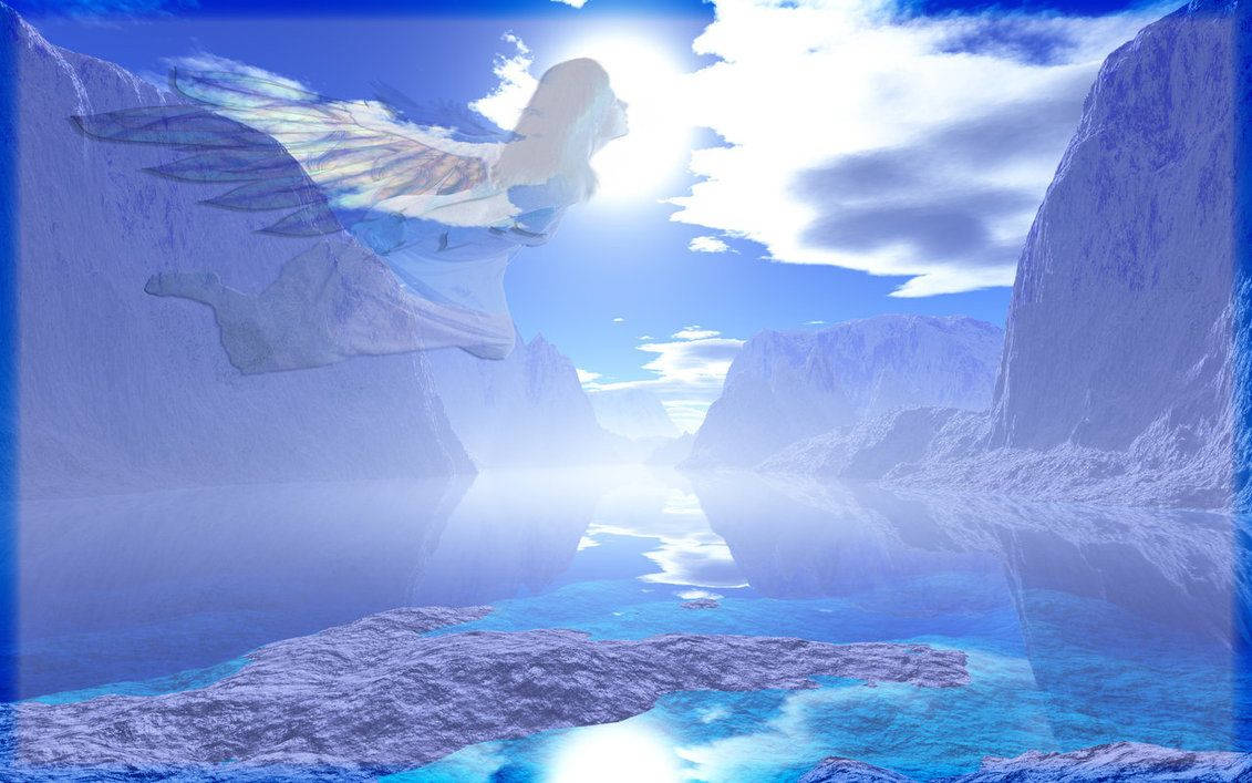 Blue Heaven And Angel Background