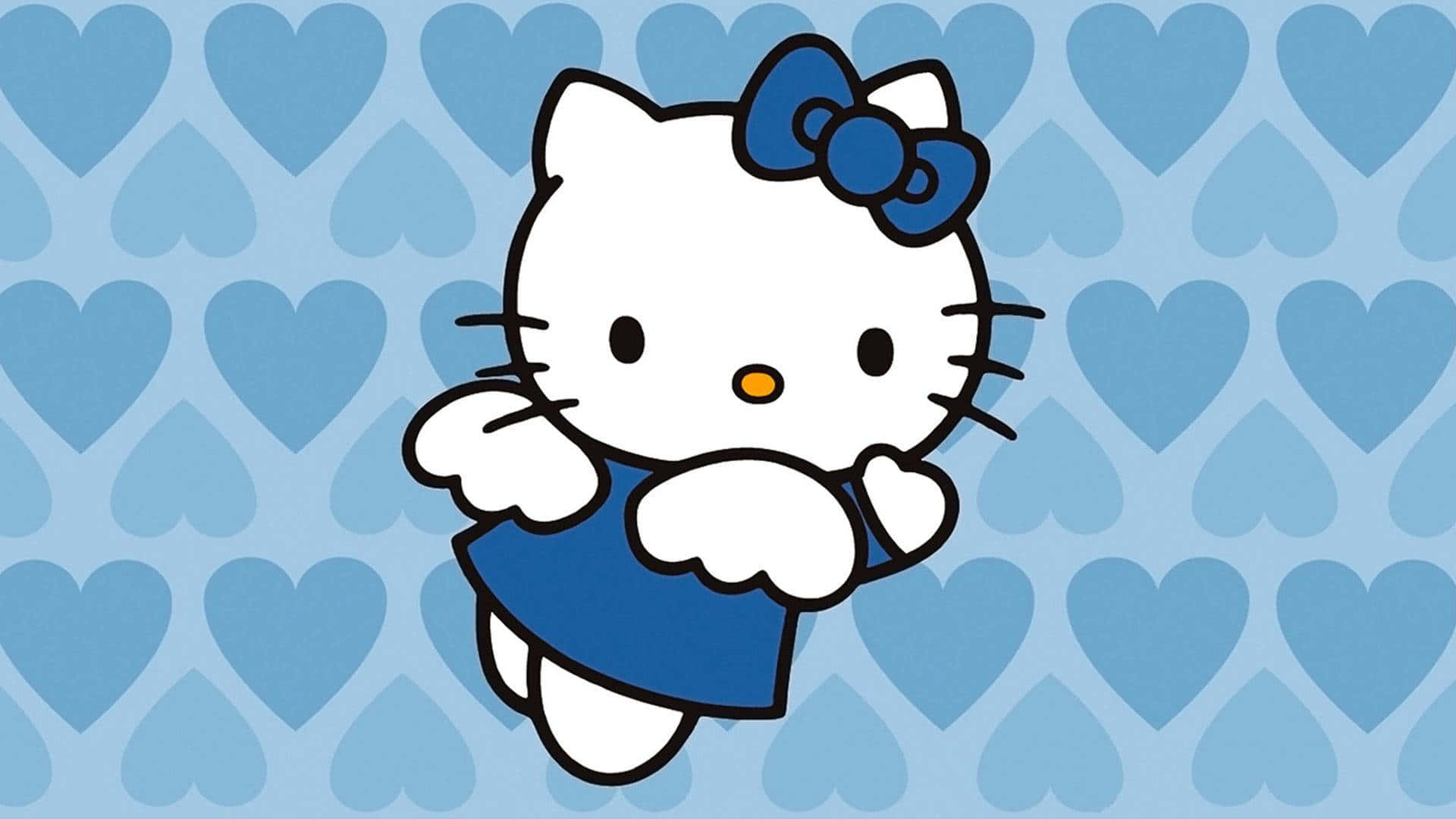 Blue Hello Kitty Hearts Background Wallpaper