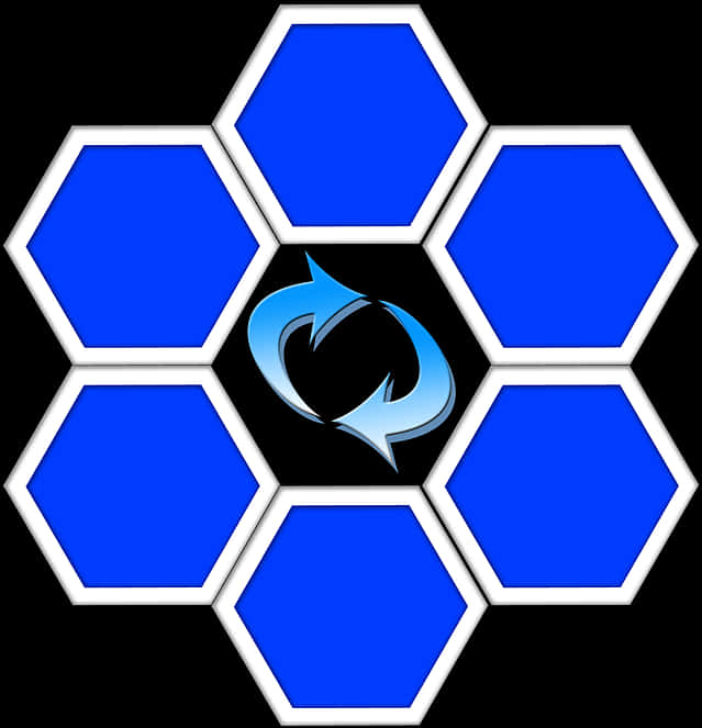 Blue Hexagon Patternwith Symbol PNG