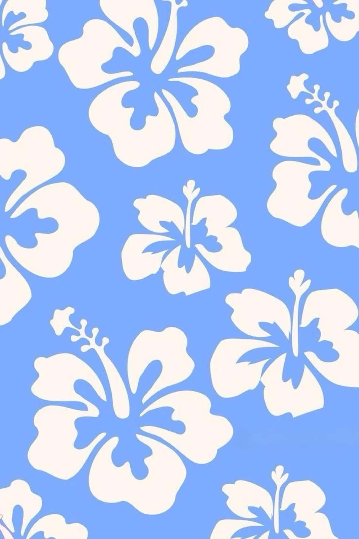 Blue Hibiscus Pattern Aesthetic Wallpaper Wallpaper