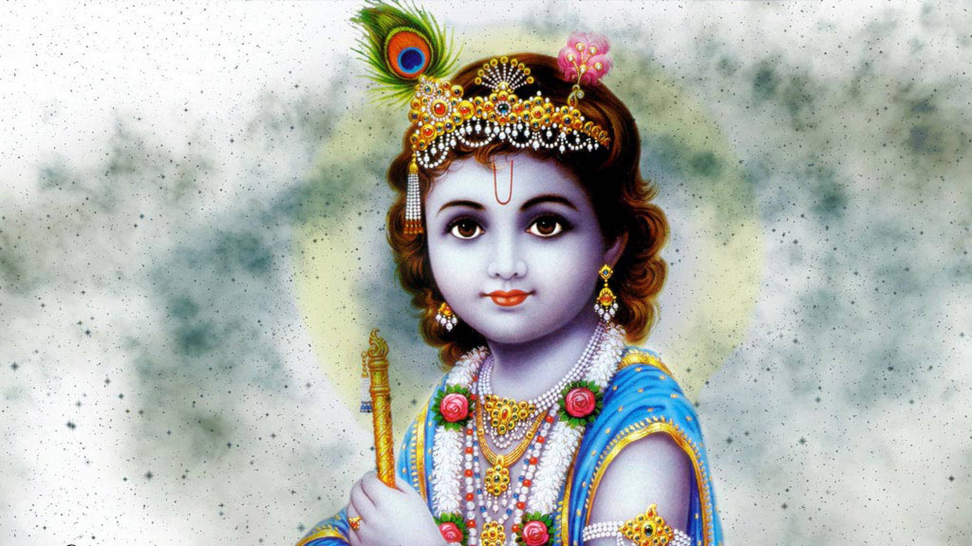 Blue Hindu God Krishna Child Wallpaper