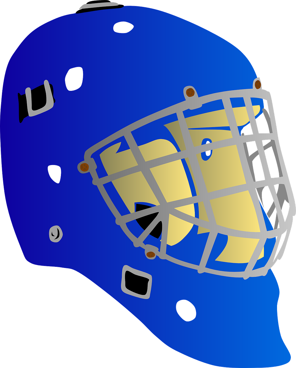 Blue Hockey Helmet With Cage PNG
