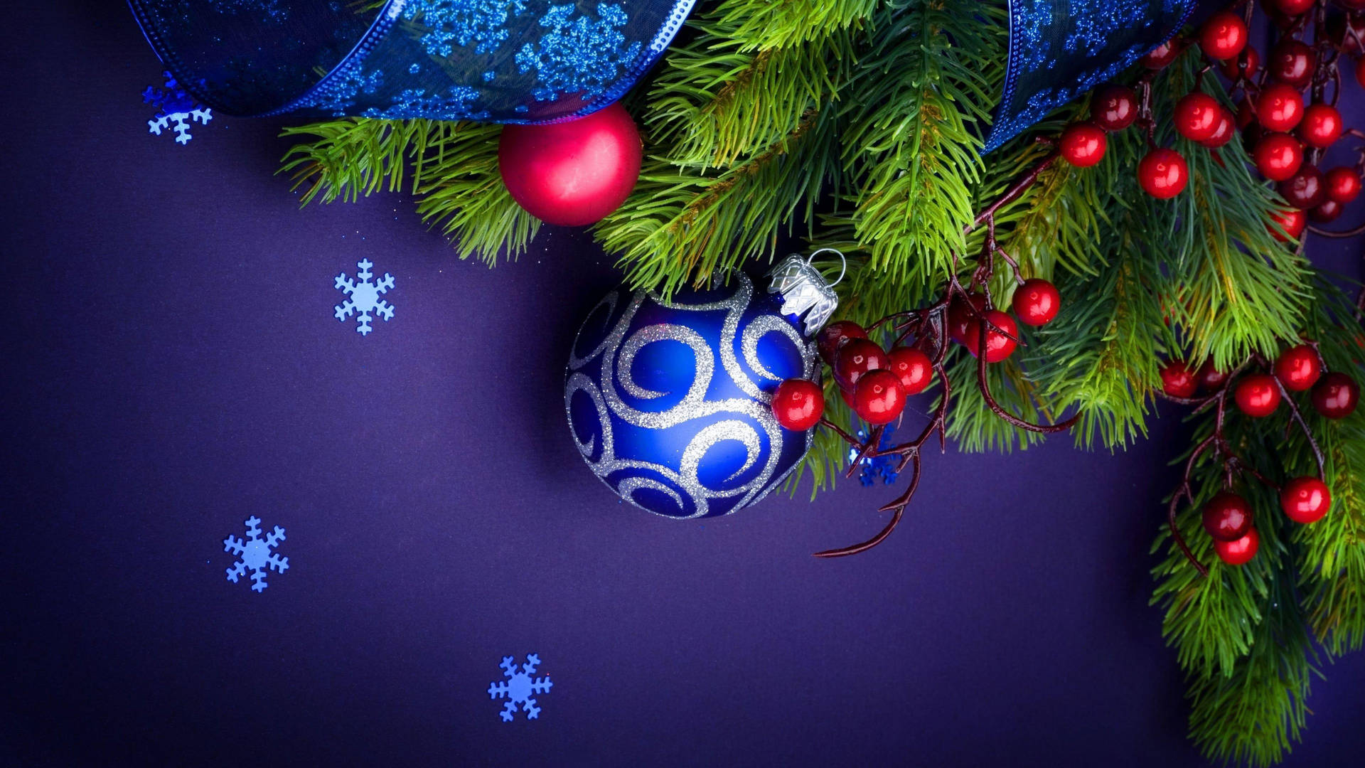 Blue Holiday Christmas Decorations Wallpaper