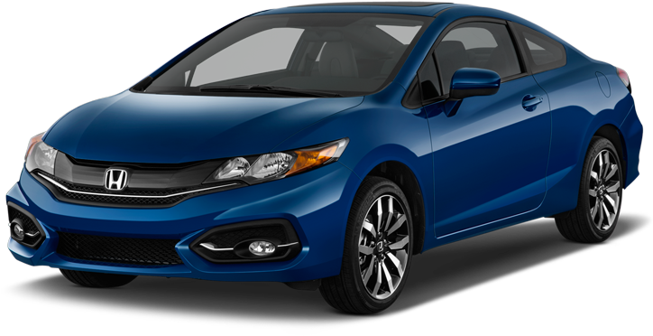 Blue Honda Civic Coupe Side View PNG