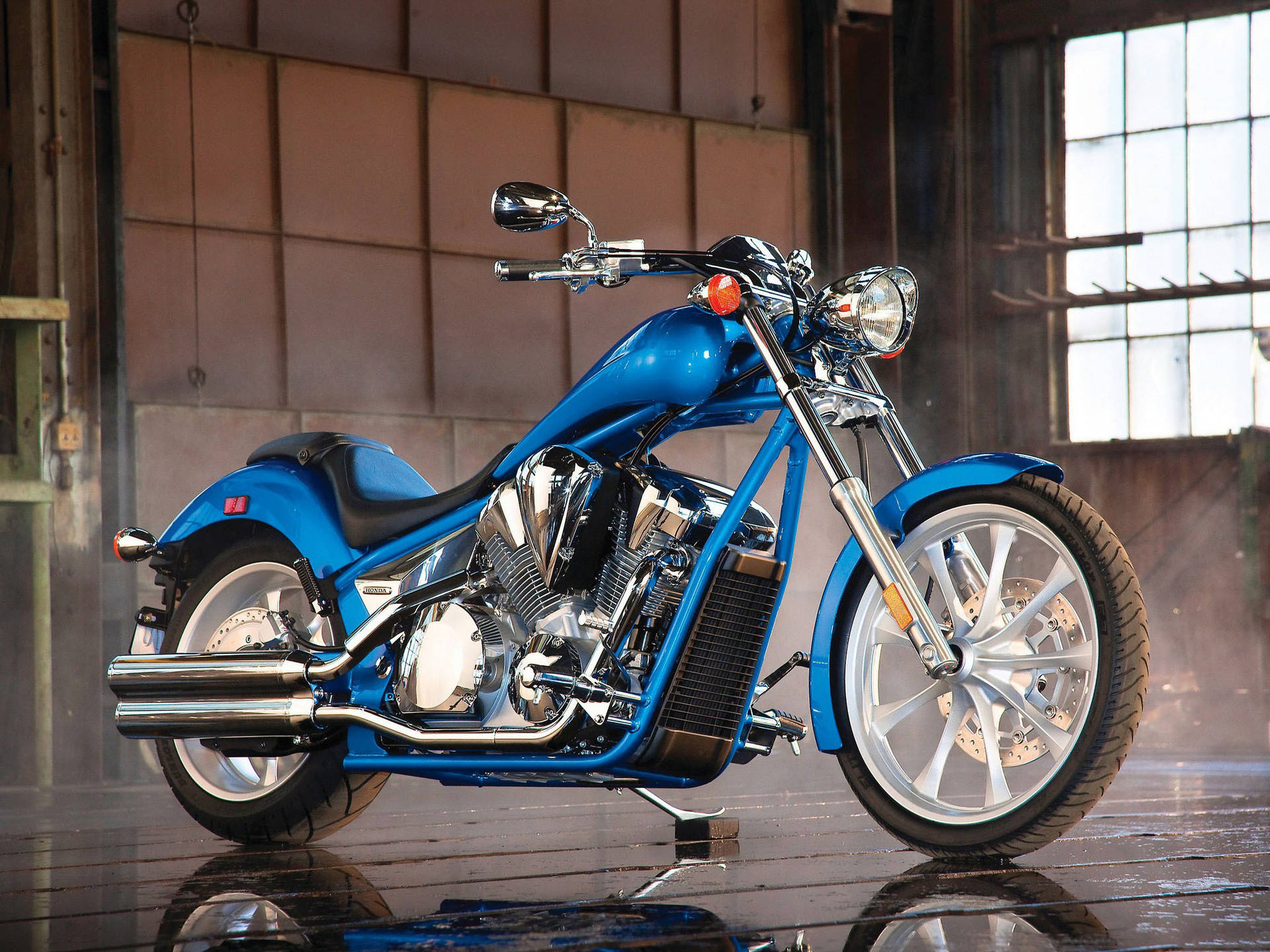 Blue Honda Fury Motorcycle Wallpaper