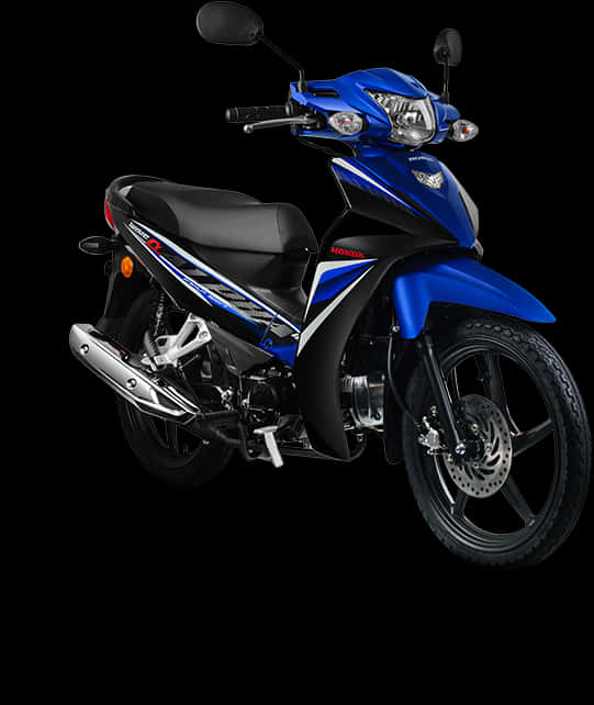 Blue Honda Motorcycle Isolatedon Black PNG