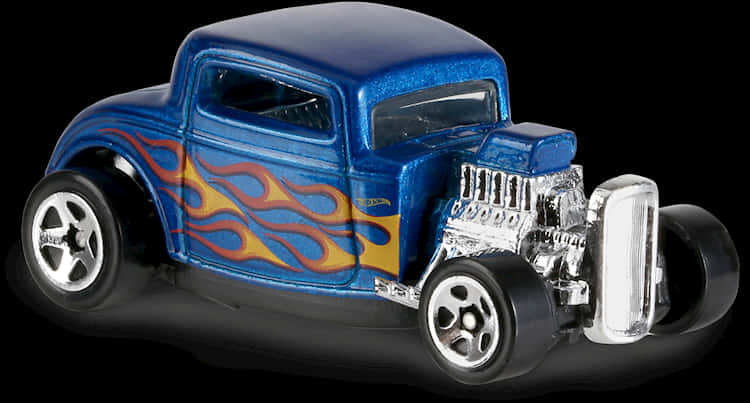 Blue Hot Wheels Classic Car With Flames PNG