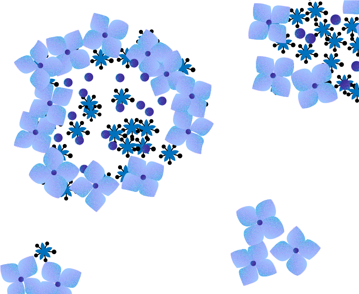 Blue Hydrangea Pattern PNG