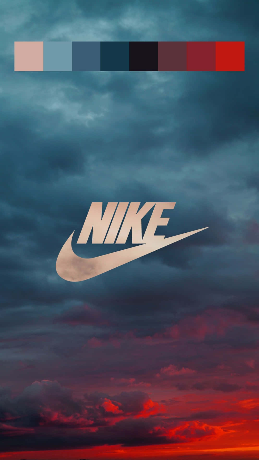 Logotipoda Nike Com Um Céu De Pôr Do Sol. Papel de Parede