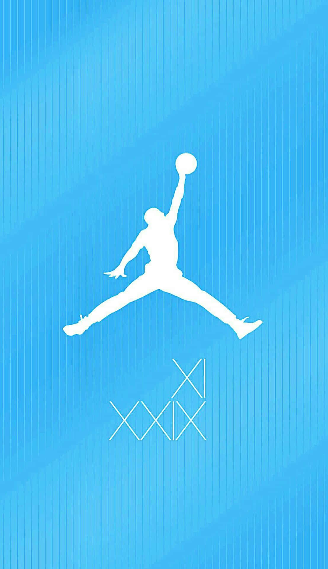 Einblauer Hintergrund Mit Einer Silhouette Eines Jordan Logos. Wallpaper