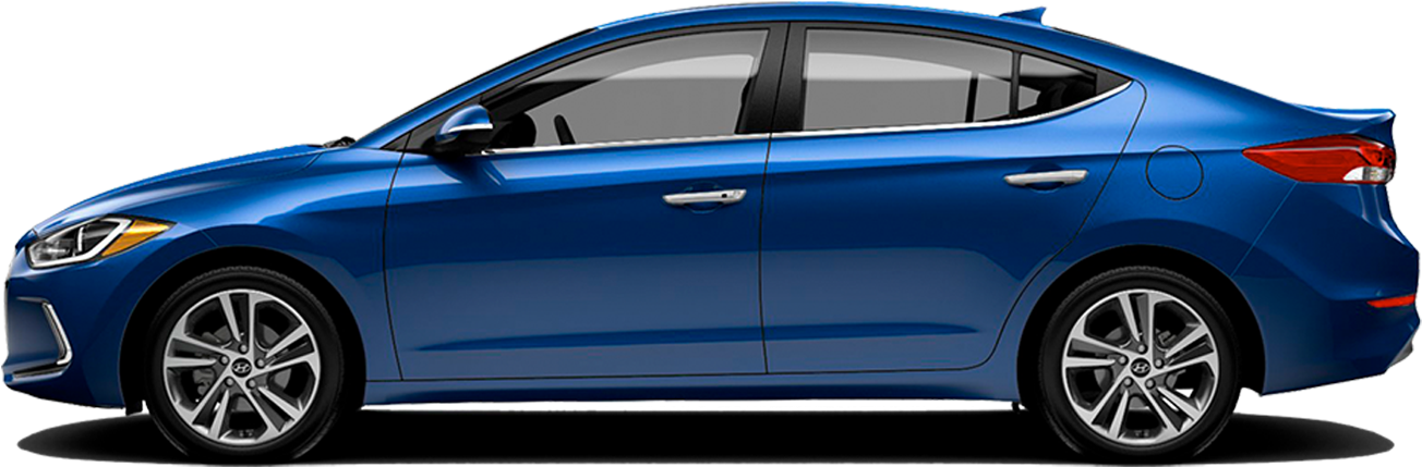 Blue Hyundai Sedan Side View PNG