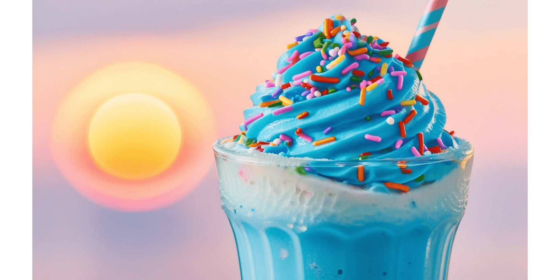 Blue Ice Cream Shake With Sunset Wallpaper