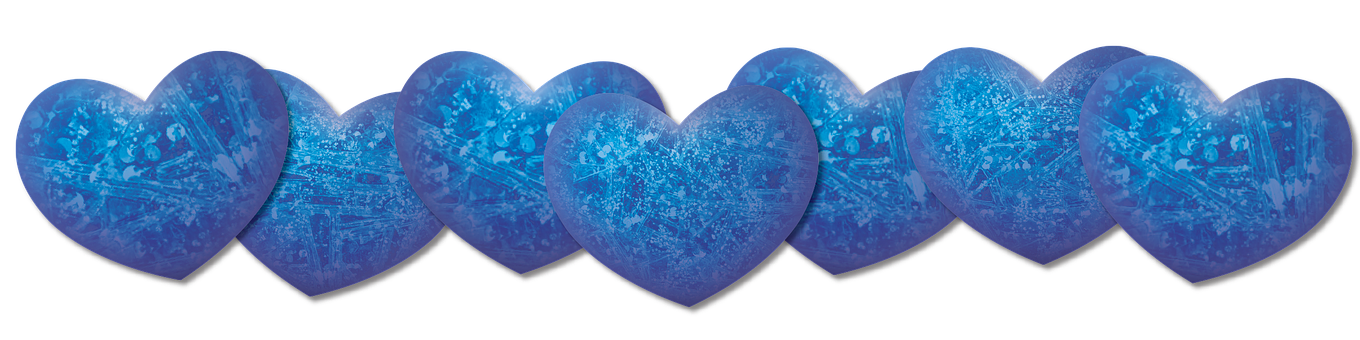 Blue Ice Hearts Row PNG