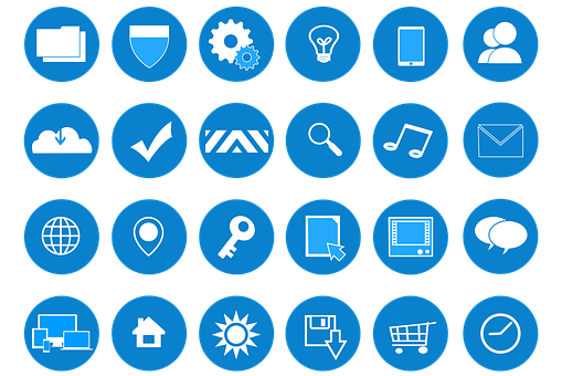 Blue Icon Set Vector Illustration PNG