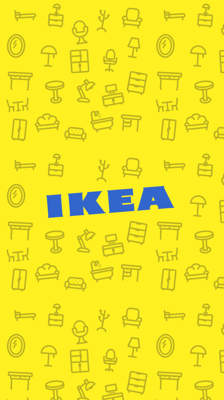 Blue IKEA Logo Cute Yellow Wallpaper