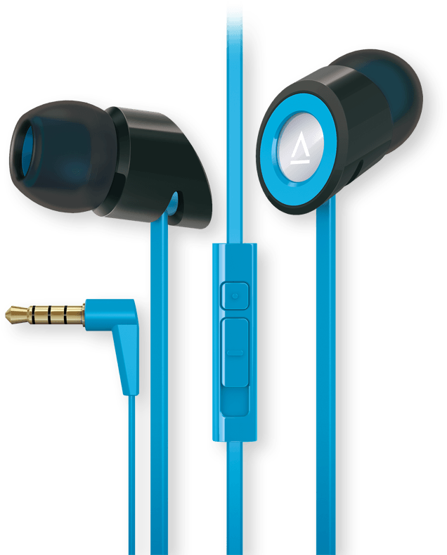 Blue In Ear Headphoneswith Mic PNG