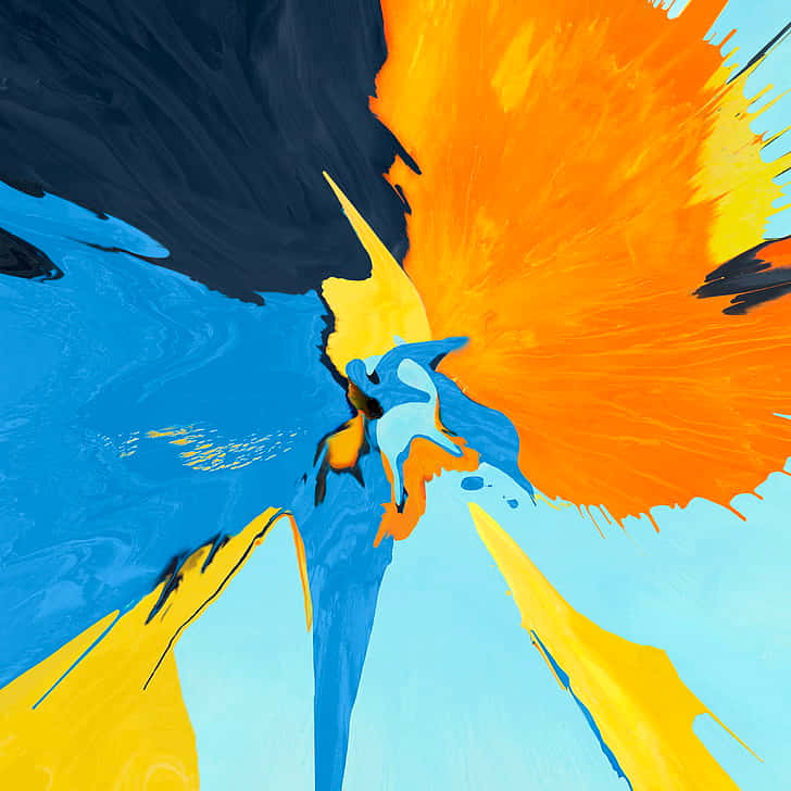 Eingemälde In Blauer, Gelber Und Orangener Farbe Wallpaper