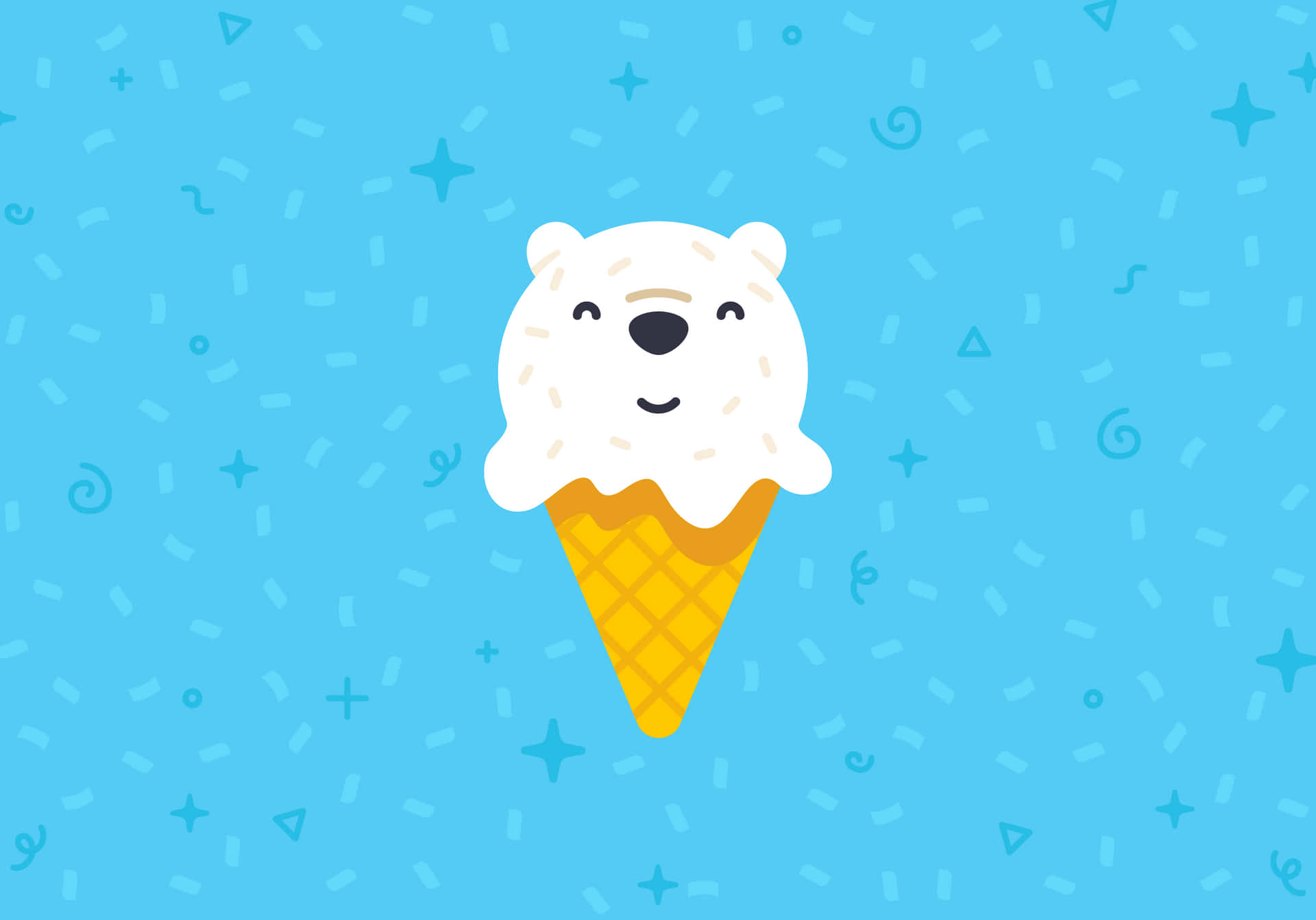A Bear With An Ice Cream Cone On A Blue Background Wallpaper