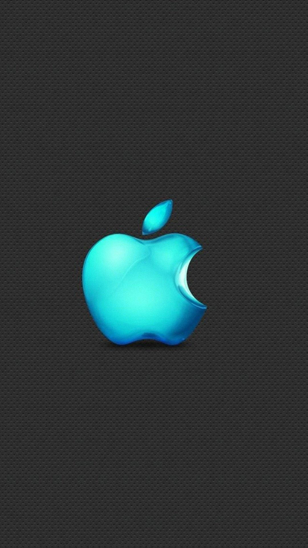 Blue Iphone Apple Logo Black Picture