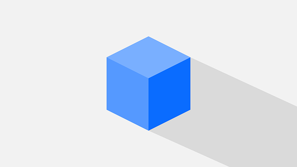 Blue Isometric Cube Shadow PNG