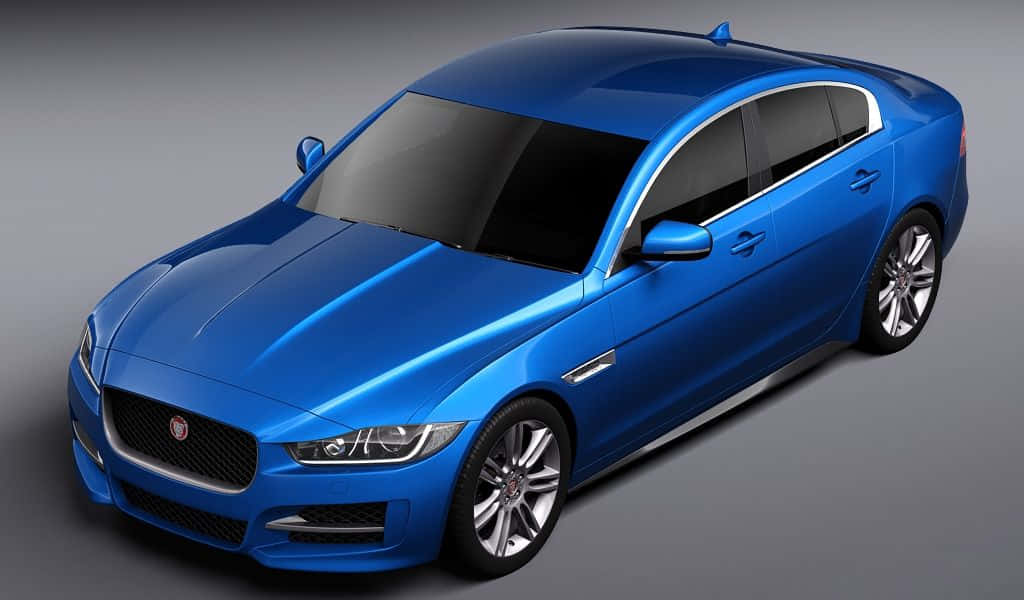 Sininen Jaguar X E Sedan Profiilinäkymä Taustakuva