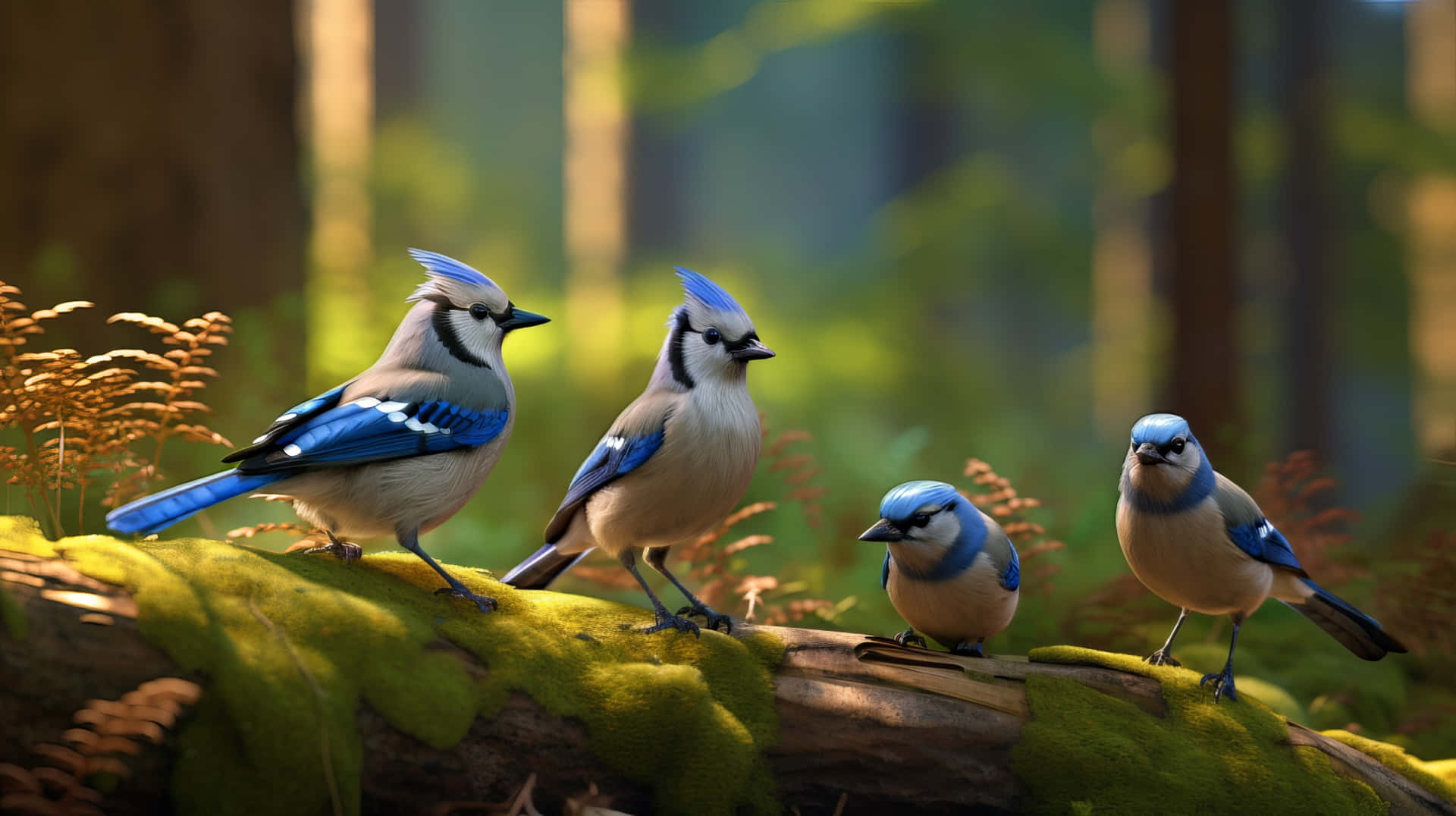 Blue Jays In Forest Gathering.jpg Wallpaper