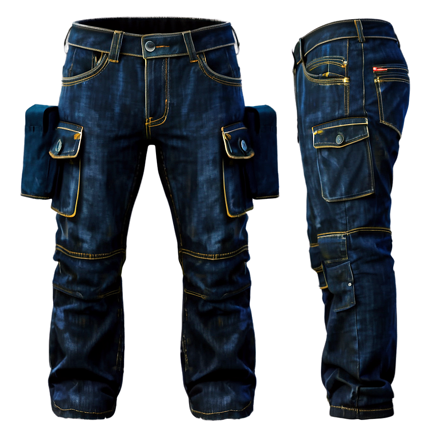 Blue Jeans With Cargo Pockets Png Lmp PNG