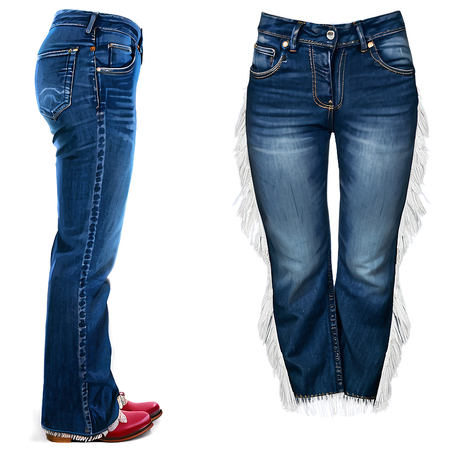 Blue Jeans With Fringe Png 06112024 PNG