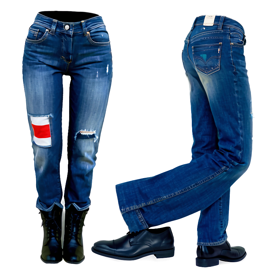 Blue Jeans With Patches Png 56 PNG