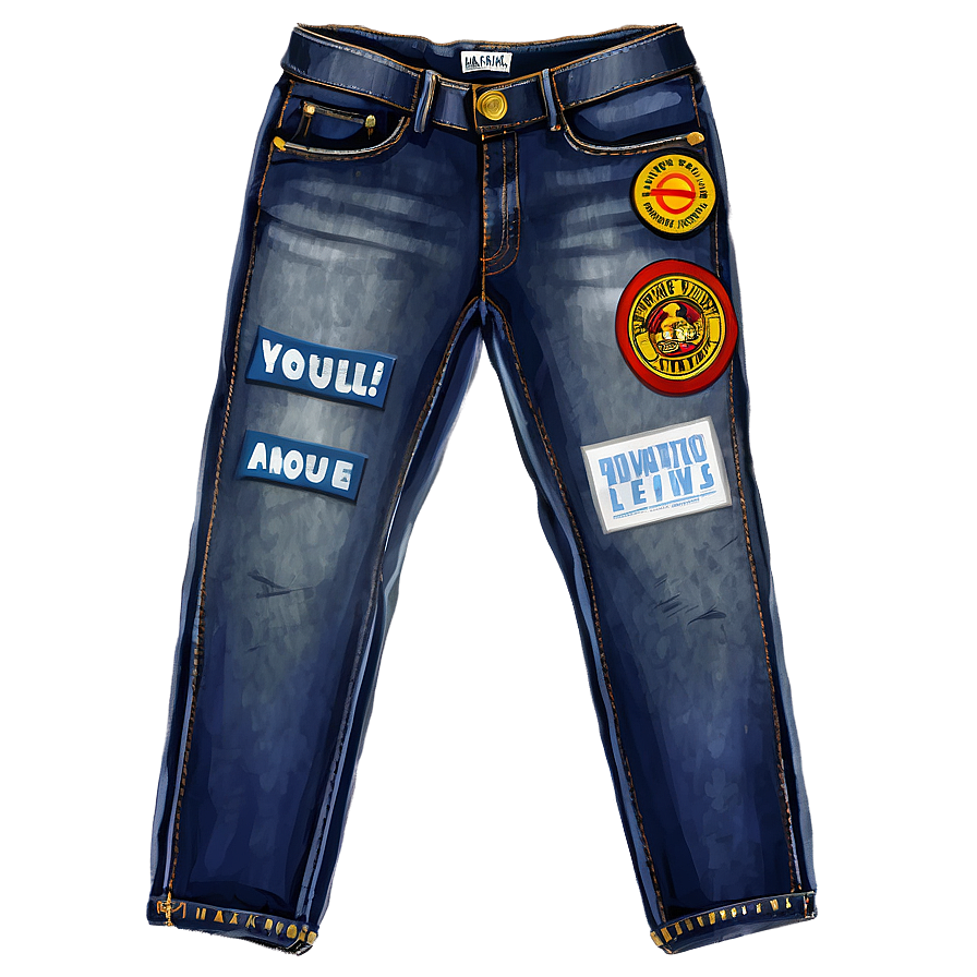 Blue Jeans With Patches Png Sed PNG