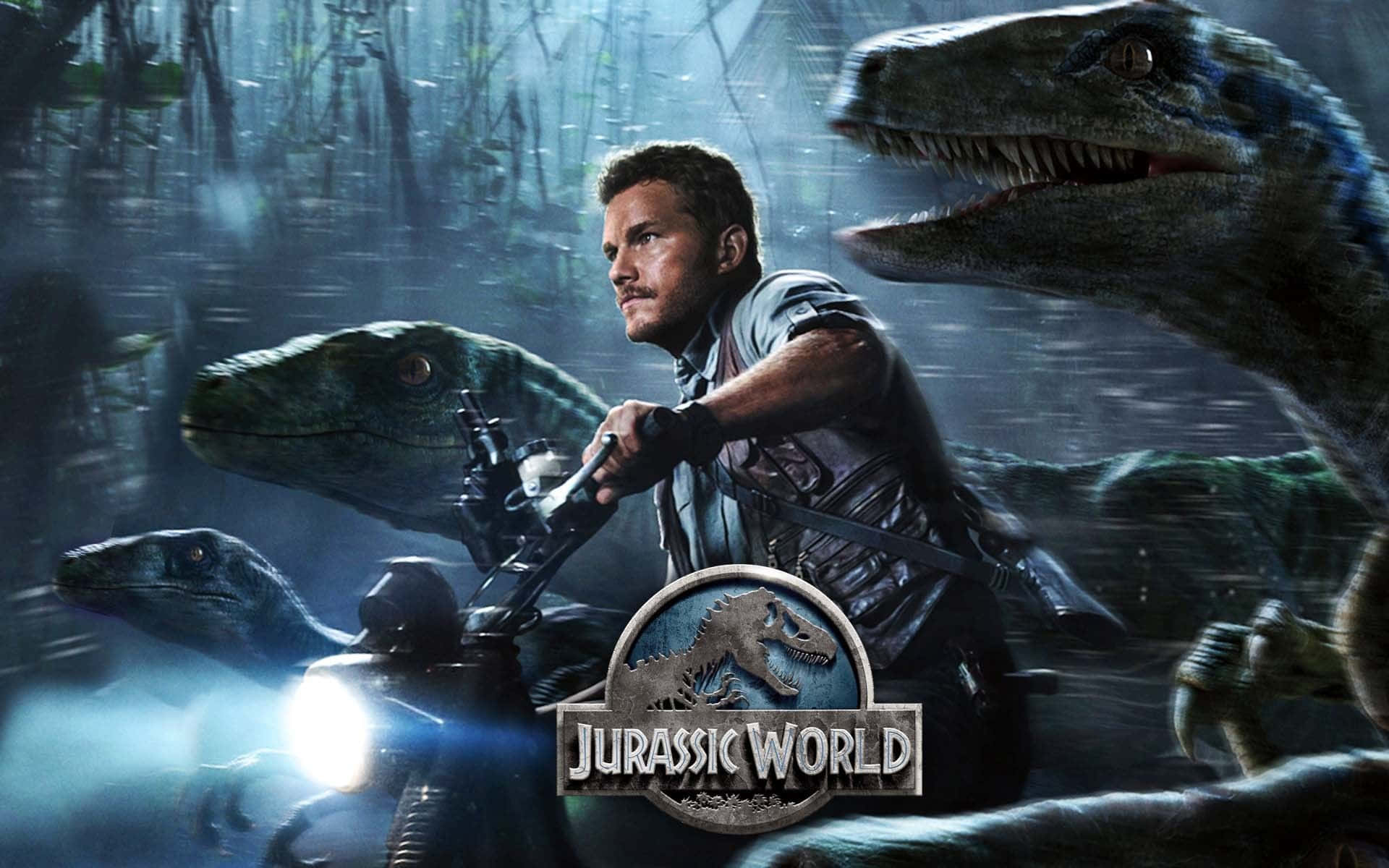 Copertinadi Arte Digitale Affascinante Jurassic World Blu Sfondo