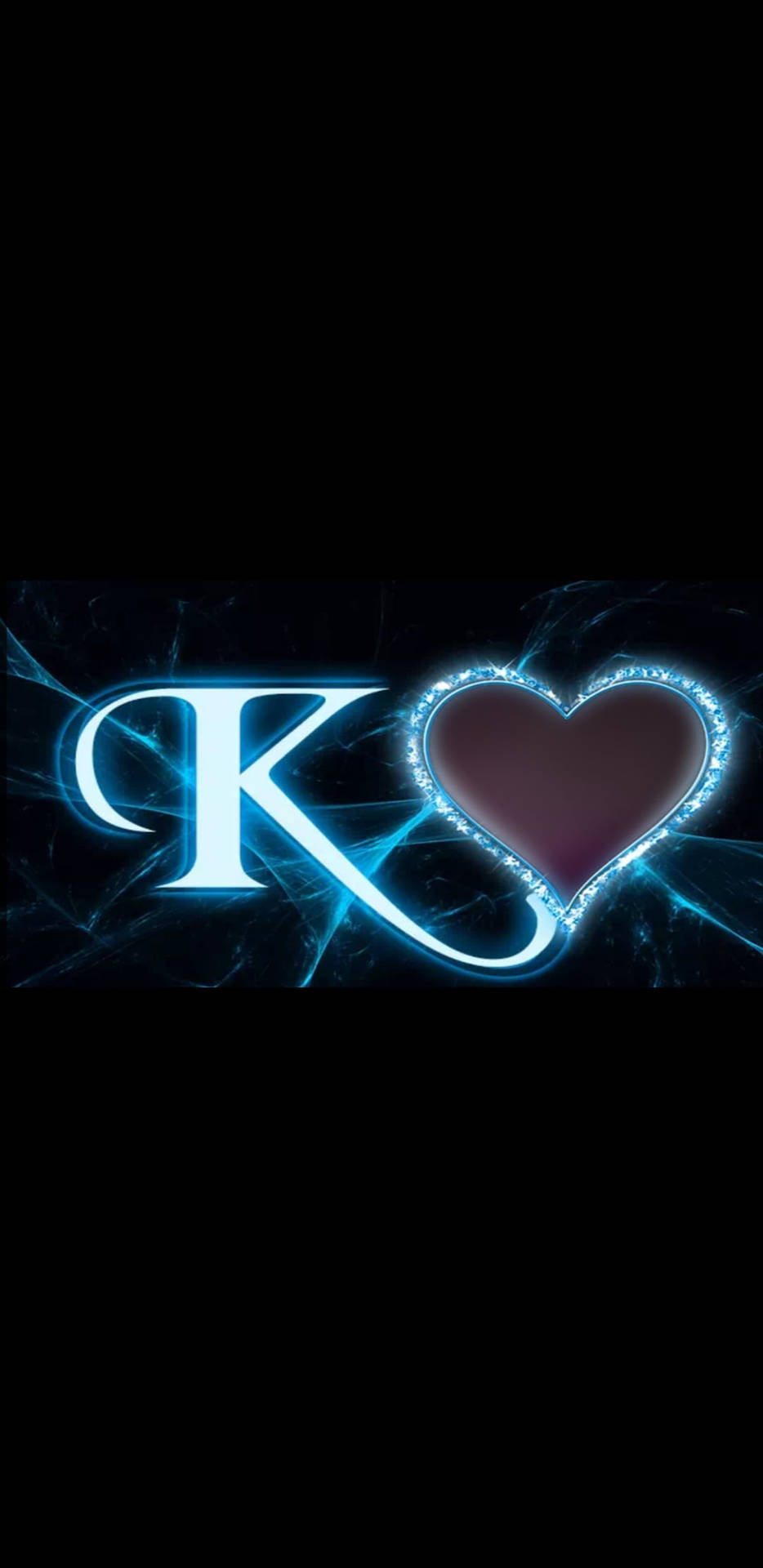 Blue K Alphabet With Heart Wallpaper