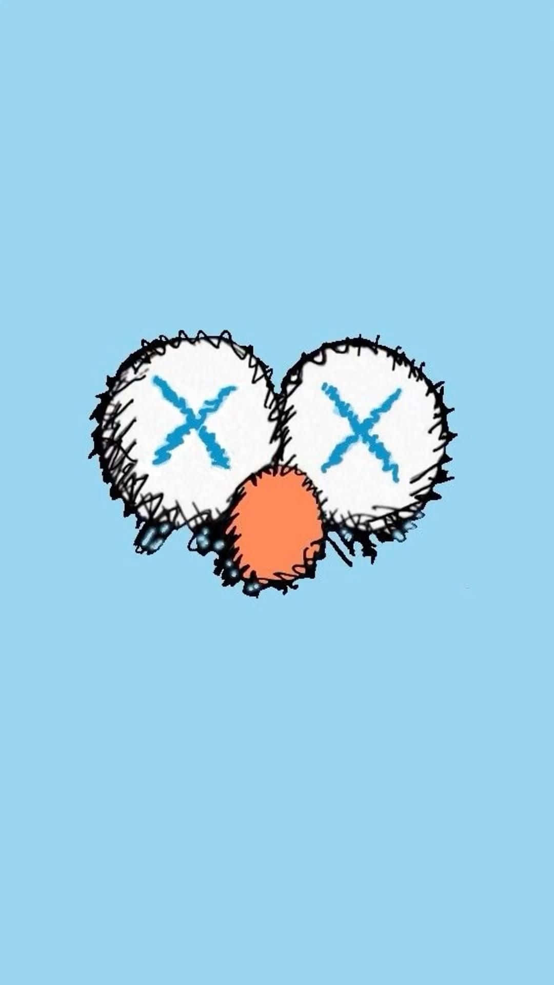 Blue Kaws Cartoon Face Artwork Wallpaper