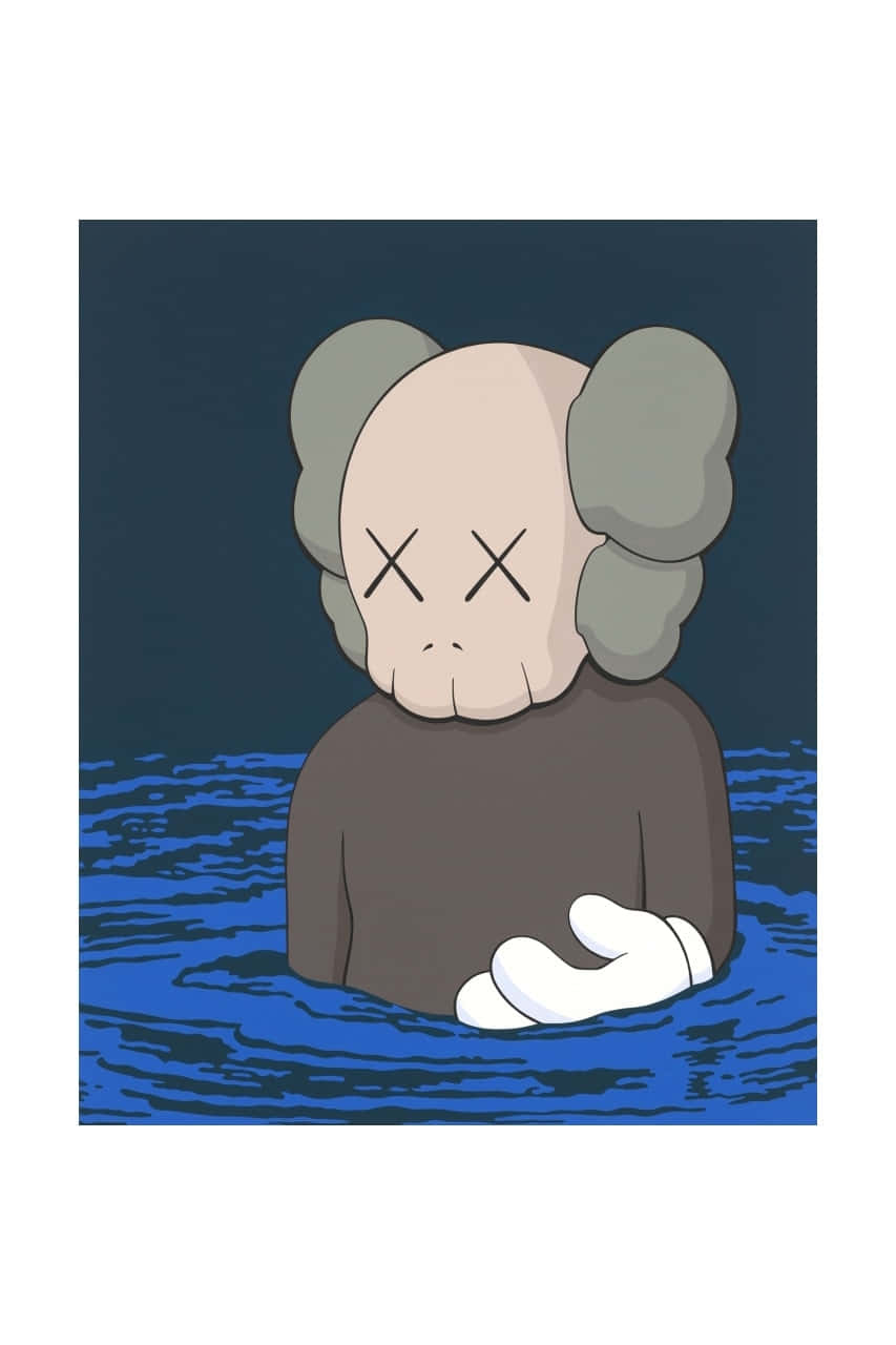 Blue Kaws Character Adrift Wallpaper