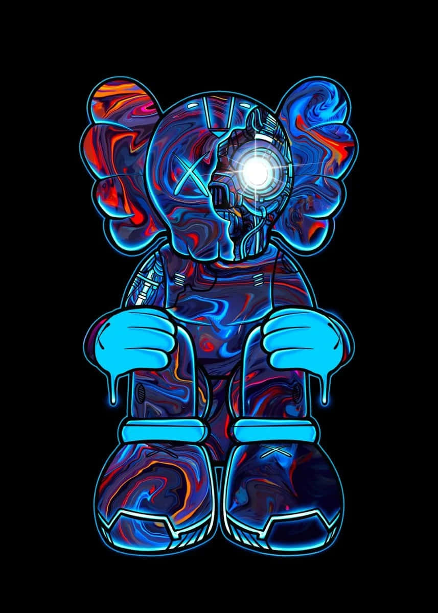 Blue Kaws Figure Artwork Wallpaper