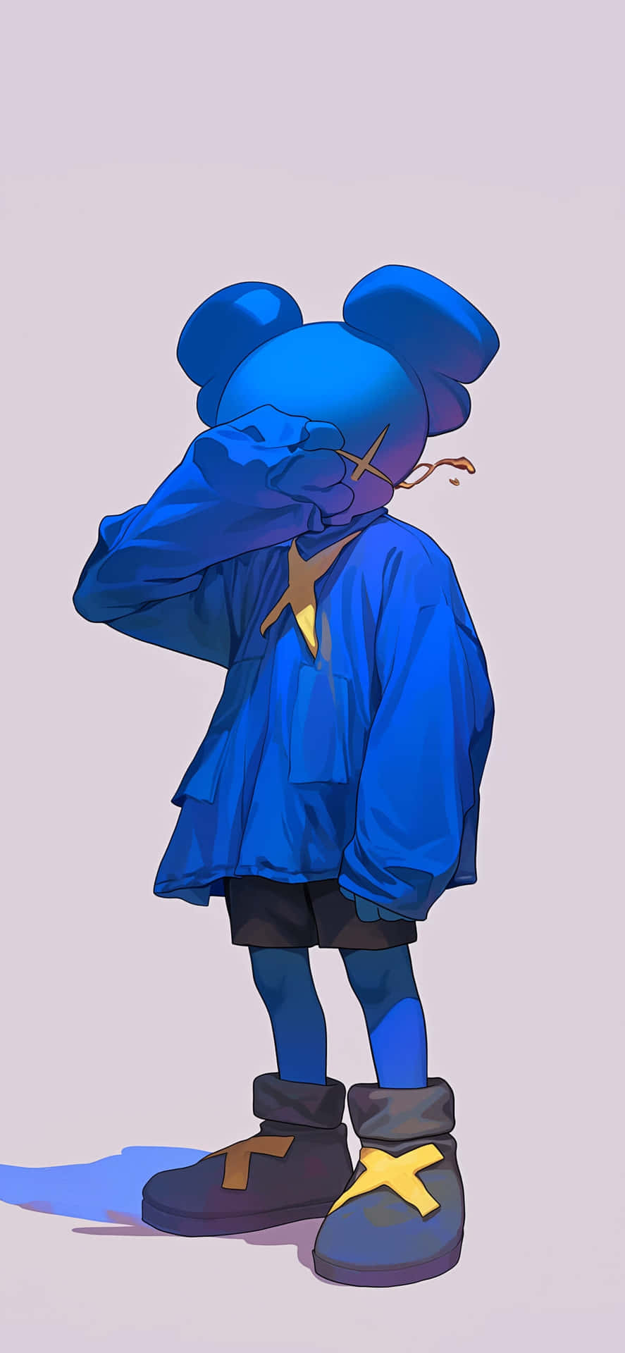 Blue Kaws Figurein Thoughtful Pose Wallpaper