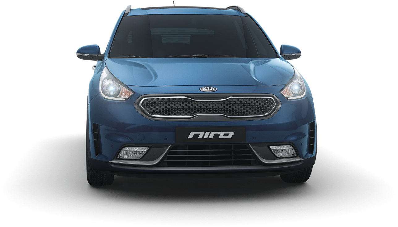 Download Blue Kia Niro Front View | Wallpapers.com