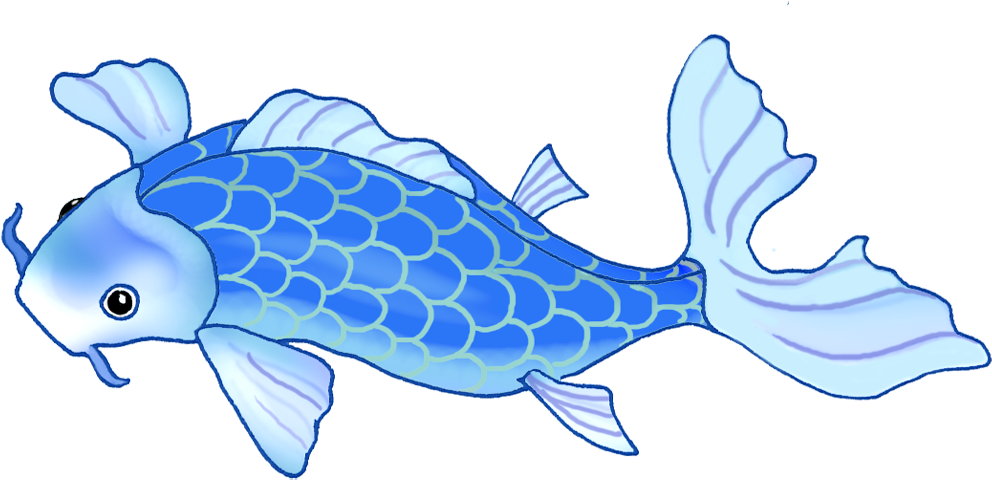 Blue Koi Fish Illustration PNG