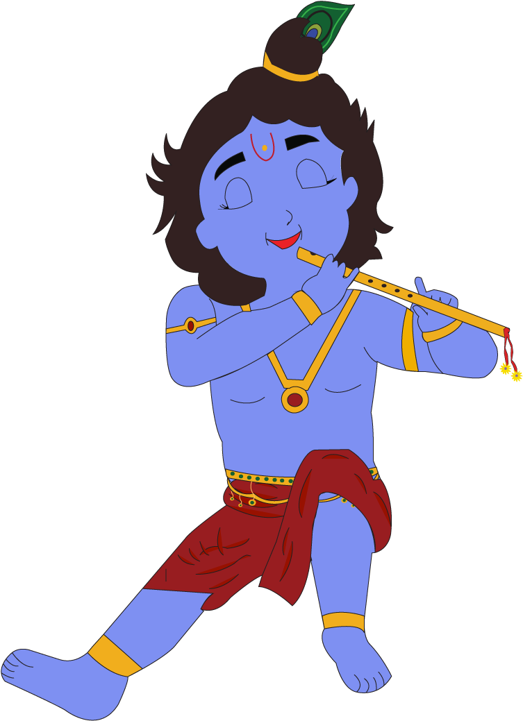 Blue Krishna Playing Flute PNG