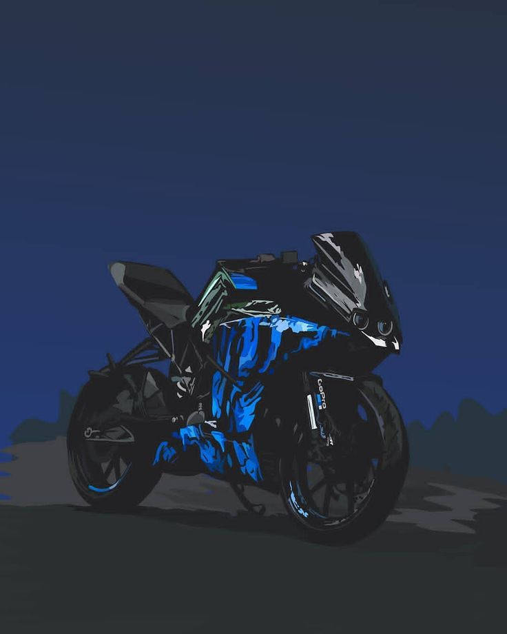 Blå KTM RC 200 på nattehimmel. Wallpaper