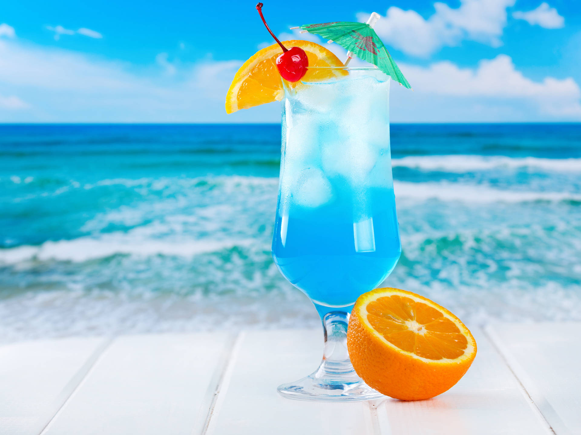 Bevanda Tropicale Della Laguna Blu Sfondo