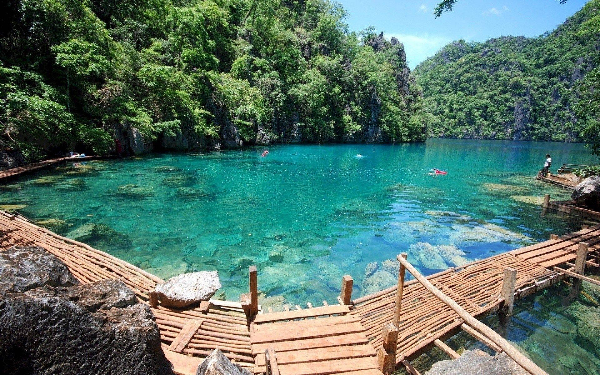 Lago Blu Nelle Filippine Sfondo