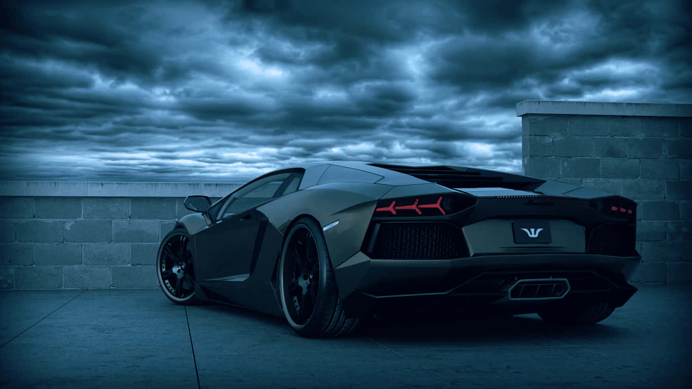 Blå Lamborghini Aventador 1365 X 768 Wallpaper