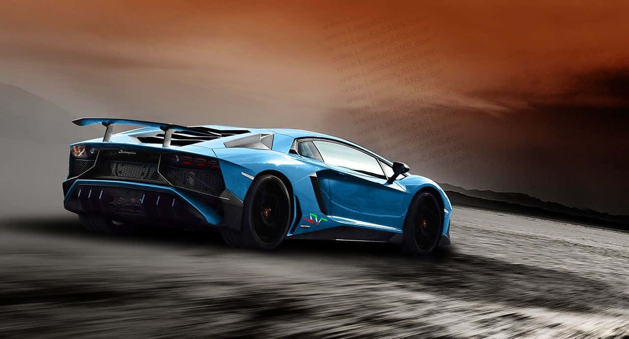 Action Blue Lamborghini Aventador Shot Wallpaper