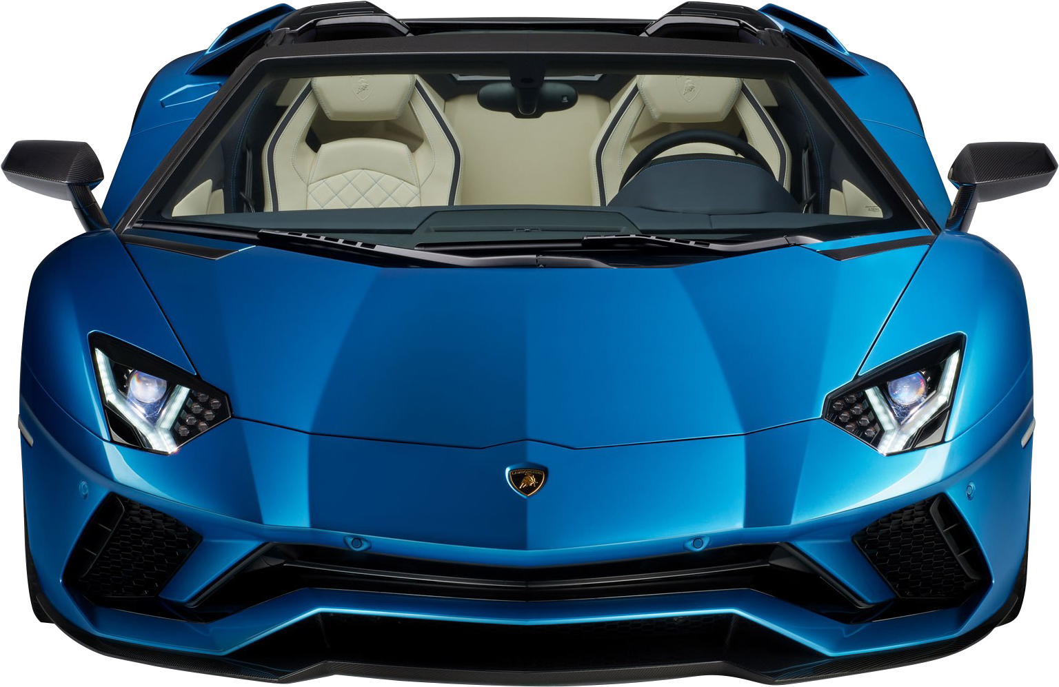 Blue Lamborghini Aventador Roadster Front View PNG