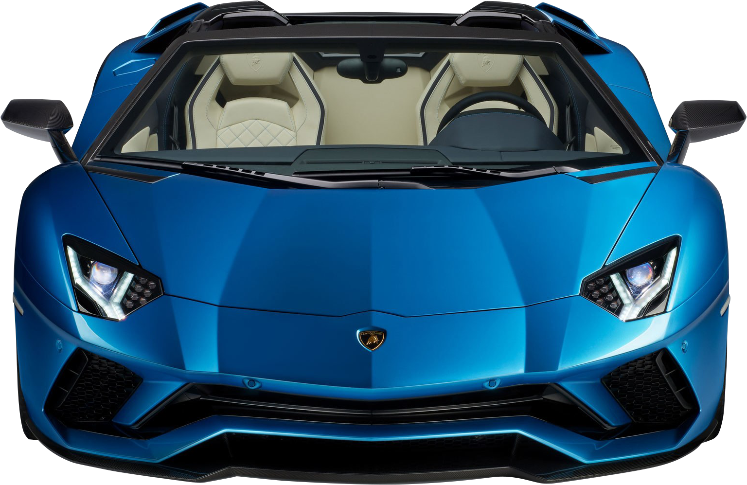 Download Blue Lamborghini Aventador Roadster Front View | Wallpapers.com