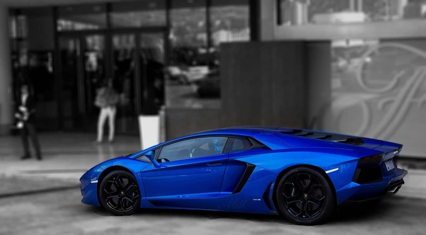 Blue Lamborghini Aventador Sports Car Wallpaper