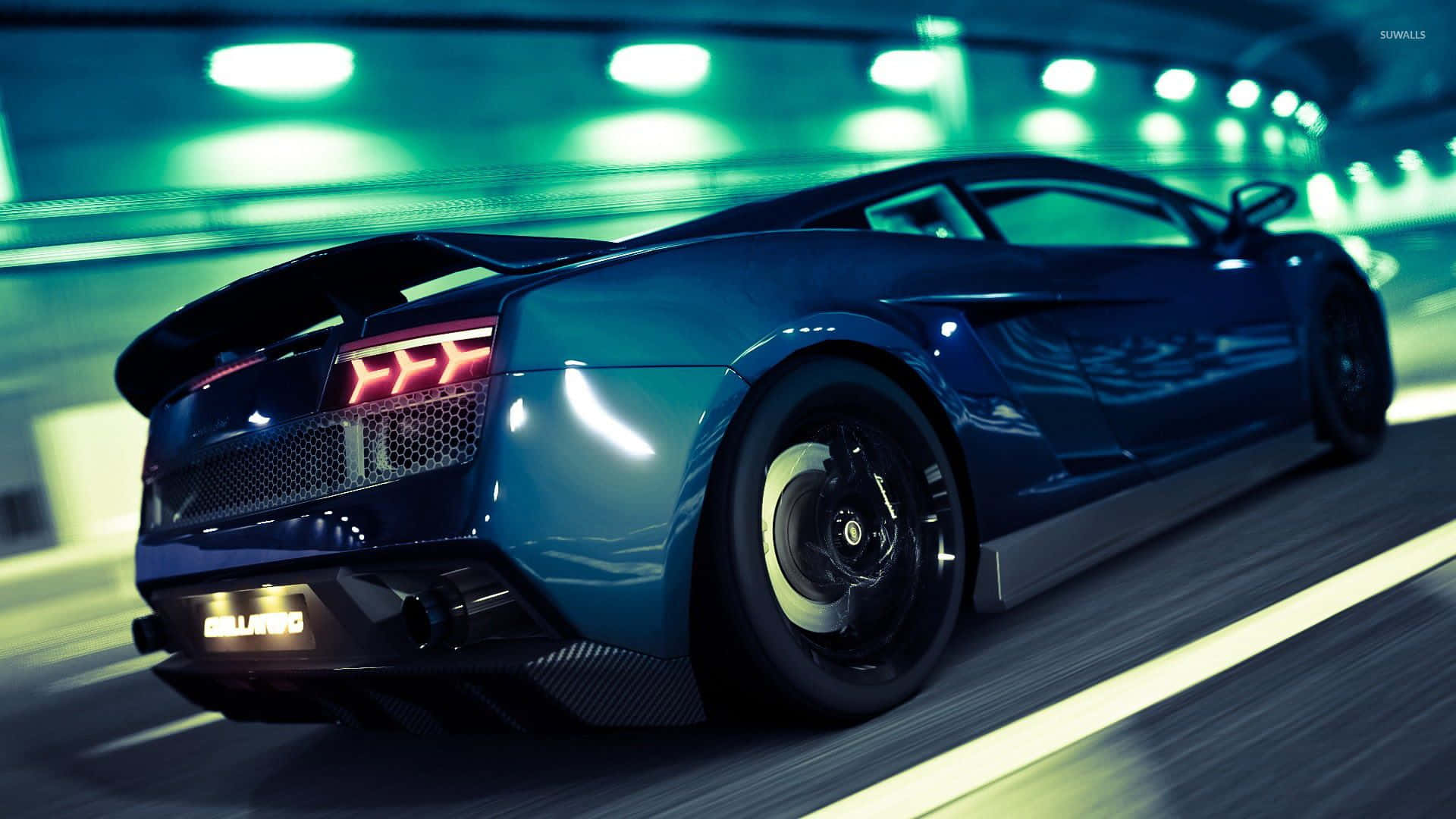 Sleek and sexy, the Blue Lamborghini Aventador stands out among the competition. Wallpaper