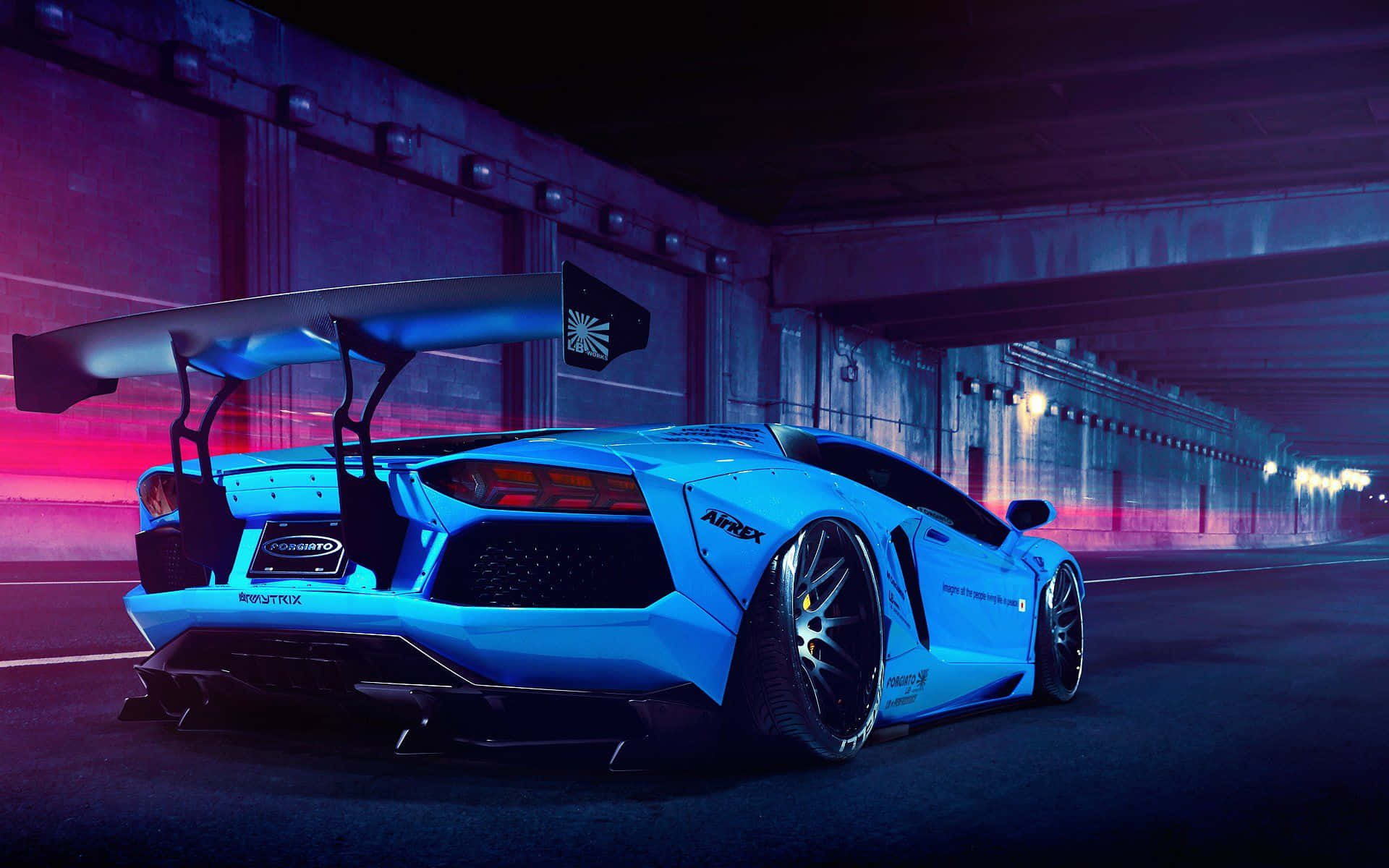 Bright Blue Lamborghini Aventador Car Wallpaper
